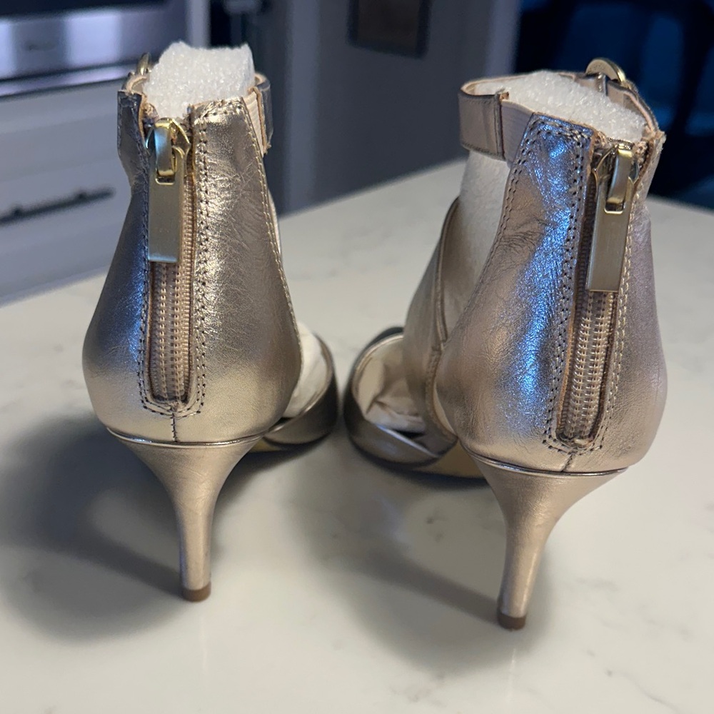 Bella Vita Metallic Gold Ankle Strap Heels - Picture 4 of 5
